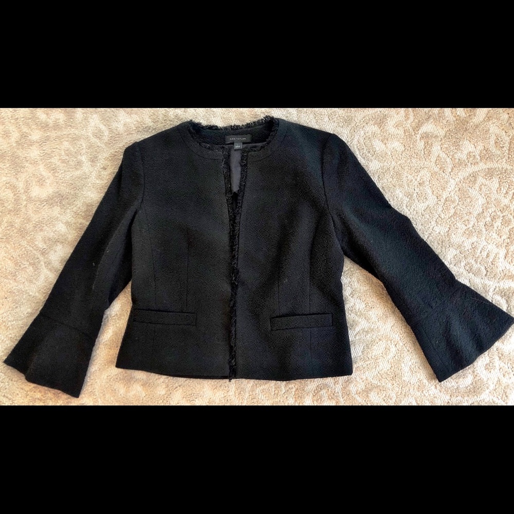Fringe Tweed Open Jacket